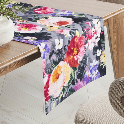 Biante behúň PM-020 Maľované kvety na sivom 20x120cm