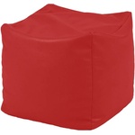 PUFRELAX Пуф, 80л. , Табуретка Куб - Teteron Red, Перящ се калъф, Водоустойчив, Пълнеж от Полистиролни перли (PUF-G-C-TEX-RED) - topmall