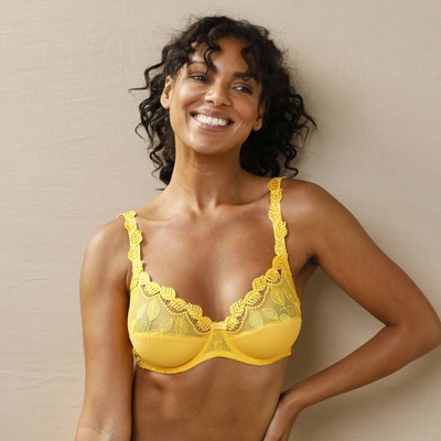 Blancheporte Polovystužená Rima zn. Confidence Lingerie®z mikrovlákna a vyšívaného tylu, s kosticami žltá