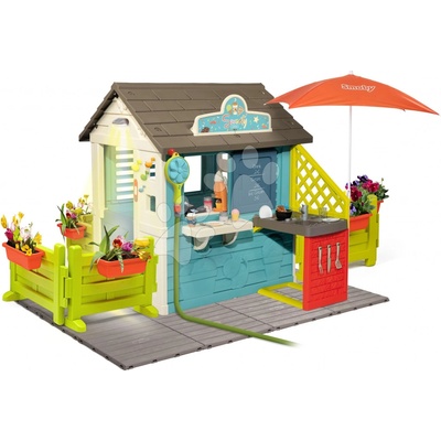 Smoby Domeček s obchodem Sweety Corner Playhouse s podlahou a kuchyňka na velké zahrádce se sprchou – Hledejceny.cz
