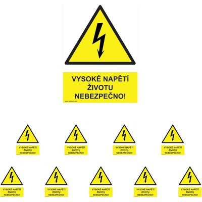 Walteco Vysoké napětí, životu nebezpečno! 210x297mm, formát A4, plastová tabulka Množství: 10 ks , 20013BP2