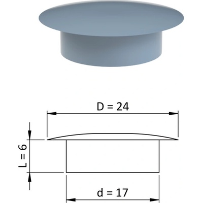 Vnútorná krytka guľatá ø 24 mm, otvor ø 17 mm, sivá, plast