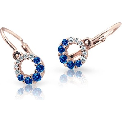 Danfil dětské náušnice C2154 z růžového zlata s kamínky Dark Blue zapínání brizura
