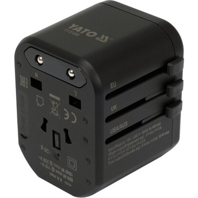 Univerzálny cestovný adaptér pre vyše 150 krajín s rýchlou USB nabíjačkou q.c. 3,0 Yato YT-81300 20 W