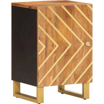 Image 1 of vidaXL Шкаф за баня, кафяво и черно, 38x33, 5x58 см, манго масив (356804)