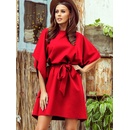 Numoco elegantné šaty s opaskom 287-3 červená