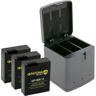 Patona Nabíječka pro 3 baterie GoPro Hero 13 + 3 x baterie 1950 mAh PT4243B – Zboží Živě