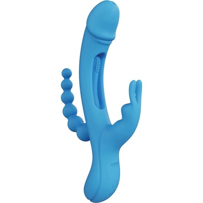 HoneyPlayBox TRILUX Kinky Finger Rabbit Vibrator with Anal Beads Blue
