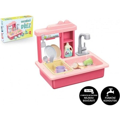 Teddies Мивка за миене на съдове розова + батерия за вода пластмасова с аксесоари в кутия