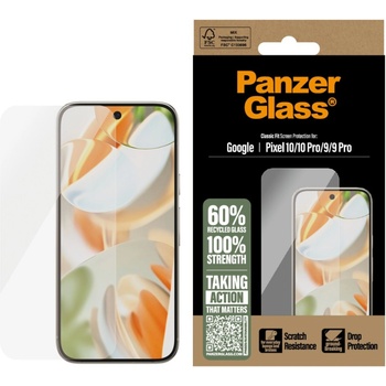 Panzer Стъклен протектор PanzerGlass за Google Pixel 10, Pixel 10 Pro, 9, 9 ProUWF, Antibacterial, Прозрачен