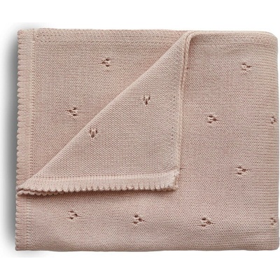 Mushie Pletená dětská deka dierkovaná Blush