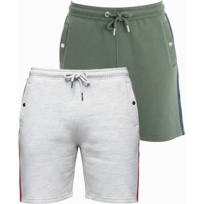 Ombre Clothing Комплект две мъжки спортни шорти със райета - сив меланж/маслинено зелено V1 Z128 Ombre Clothing Ombre Clothing | Zelen | МЪЖЕ | S