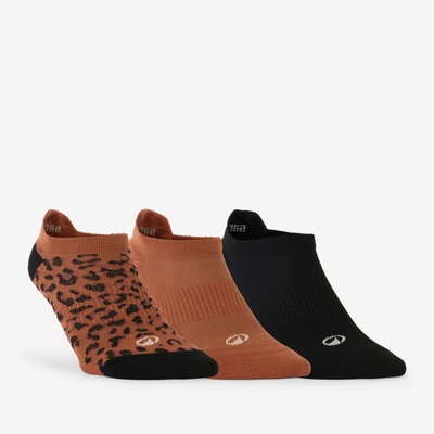 Domyos dámske vysoké fitness ponožky 3 páry s leopardím vzorom