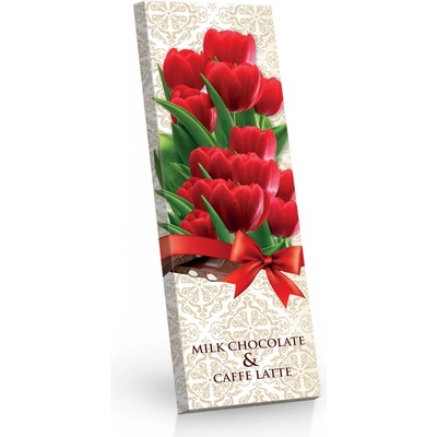 Selllot Mléčná čokoláda s příchutí caffe latte sušenkami a kávou Tulipány 225 g