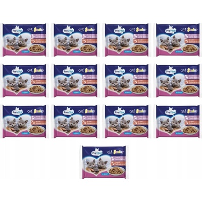 PreVital Cat Junior jahňacie krůtí losos pstruh v omáčke 4 x 100 g