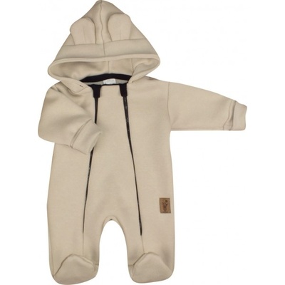 Oteplený dětský overálek se šlapkama a kapucí Kazum béžový – Zboží Dáma