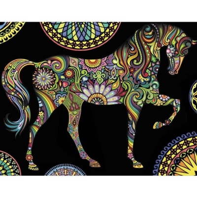 Omaľovánky Colorvelvet Zamatový obrázok Mandala kôň