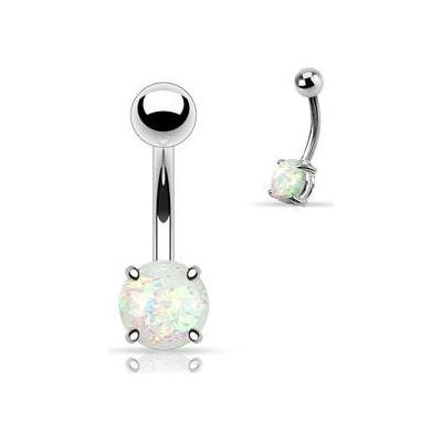 Šperky4U piercing do pupíku pryskyřičný opál WP01004-WH