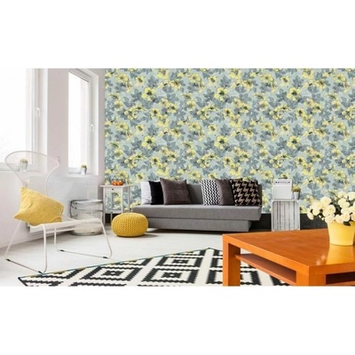 DIMEX ART Луксозна флизелинова тапета жълти цветя с листа