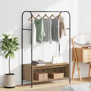 vidaXL Държач за дрехи Кафяв дъб 100 x 44 x 160 см Инженерна дървесина (868456)