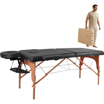 inSPORTline Masážní lehátko Taisage 2-dílné dřevěné černá – Zboží Dáma