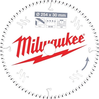 Milwaukee pílový kotúč na ALU/PVC 254 x 30 x 3.0 mm 80z TF NEG. 4932471318