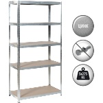 Carmen Метален стелаж Carmen CR-1020 - 180х90х45 см, до 275 кг на рафт - цинк (3580560) - tierradesign