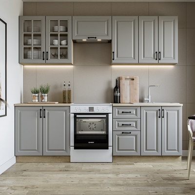 Halmar Kuchyňská sestava ELIZABETH 240cm korpus: dub sonoma čelo: šedá (12p=1sada)