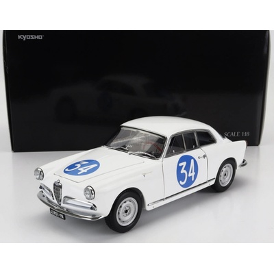 Kyosho Alfa romeo Giulietta Sv Sprint Veloce N 34 Targa Florio 1960 Emanuele Aldebaran checco D'angelo Bílá 1:18
