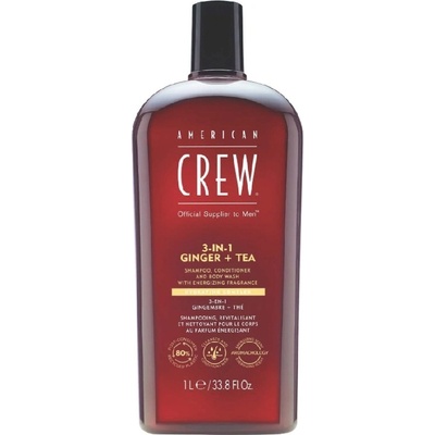 American Crew 3-in-1 Ginger + Tea Shampoo, Conditioner and Body Wash 1000 ml
