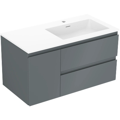 Orio баня шкаф 90 см с мивка Otis дясно, 2S, 1D, графит мат/бял мат - 91A13-09047-3-BBFFF66-W18P01 (91A13-09047-3-BBFFF66-W18P01)