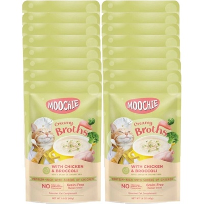 MOOCHIE Krémové vývary s kuracím mäsom a brokolicou bez obilnín 16x40 g