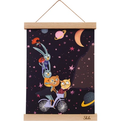 Art print plagát Skibi A4 - Skibi láme rekordy - dubová lišta uni