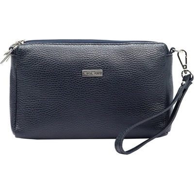 Mia More Malá tříoddílová kožená tmavě crossbody kabelka no. 42 modrá