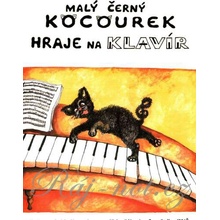 Malý černý kocourek hraje na klavír