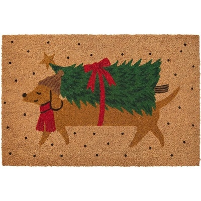 Clayre & Eef Christmas s jezevčíkem a stromkem Christmas Hnědá 75 x 45 x 1 cm