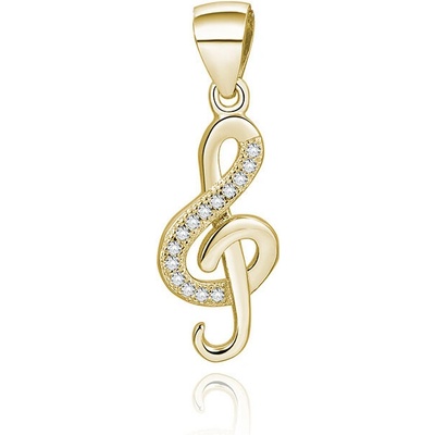 Beneto Pozlacený přívěsek se zirkony Houslový klíč AGH591 GOLD