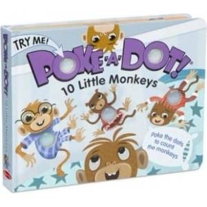 Melissa & Doug - Интерактивна книжка със звуци на английски език - Натисни бутон - Десет малки маймунки (41345_1)