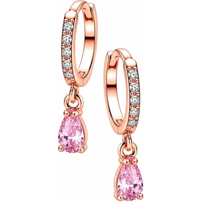Zlaton Náušnice růžové zlato kapka osazené zirkony kruhy 1.7cm 1.4g N23122502077