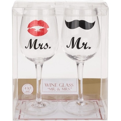 Out of the Blue Комплект чаши за вино Out of the Blue Mr. & Mrs. , 2 броя, 430 мл, стъклени, прозрачни (78/7862)