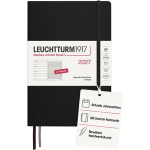 Leuchtturm1917 weekly calendar 2027 medium (A5) with notebook - black - January-December 2027 - 400376 (400376)