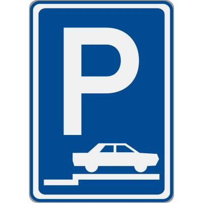 Dopravní značka IP11d Parkoviště (stání na chodníku kolmé nebo šikmé)