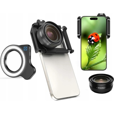 APEXEL HD Zoom Makro HD + LED kruhové SVÍTILNA pro telefon Smartphone