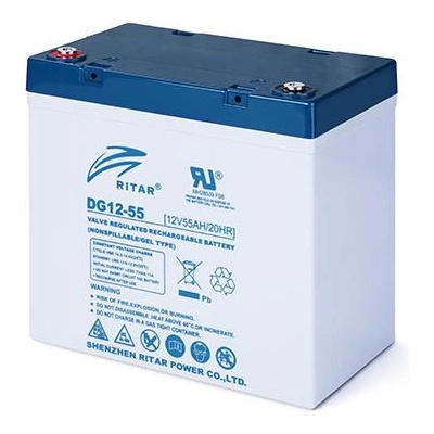 Ritar Оловна гелова батерия RITAR (DG12-55), 12V, 55Ah, 229 х 138 х 211 мм. F15-M6 - F11-M6 (RITAR-DG12-55)