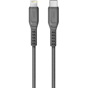Uniq USB-C към Lightning кабел за Apple устройства с Lightning порт (30 см) - Uniq Flex USB-C to Lightning Cable PD 18W (сив) (UNIQ-FLEX030(CTMFI)-GREY)