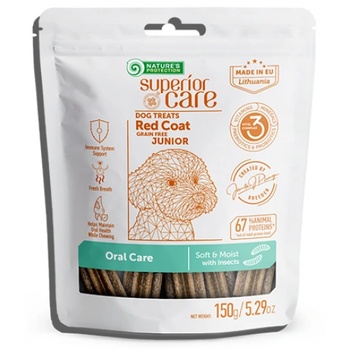 AKVATERA Nature's Protection DOG - Superior Care Red Coat Junior Healthy Gums Oral Care with Insects, лакомство за червени кучета с насекоми - за зъбна хигена 150 гр, Литва