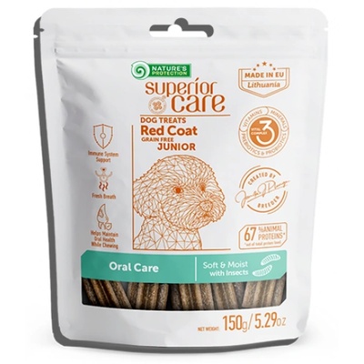 AKVATERA Nature's Protection DOG - Superior Care Red Coat Junior Healthy Gums Oral Care with Insects, лакомство за червени кучета с насекоми - за зъбна хигена 150 гр, Литва