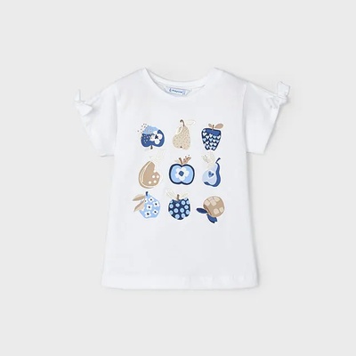 MAYORAL Тениска къс ръкав плодове бяло и синьо за мини момиче Mayoral