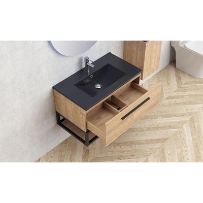 Inter Ceramic Мебел за баня с метална рамка 80 см, конзолна (плот/шкаф/рафт) (icp 8050-039 СИМОН)