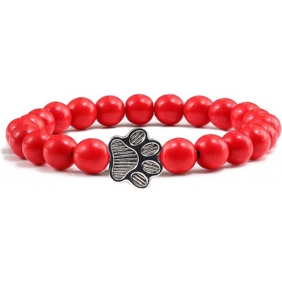 Blingstar náramek Psí tlapky červený 2315